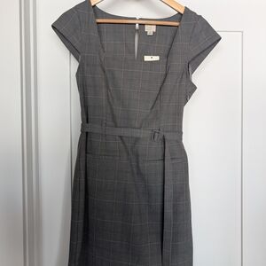 a new day Gray Plaid Midi Sheath Dress with Belt